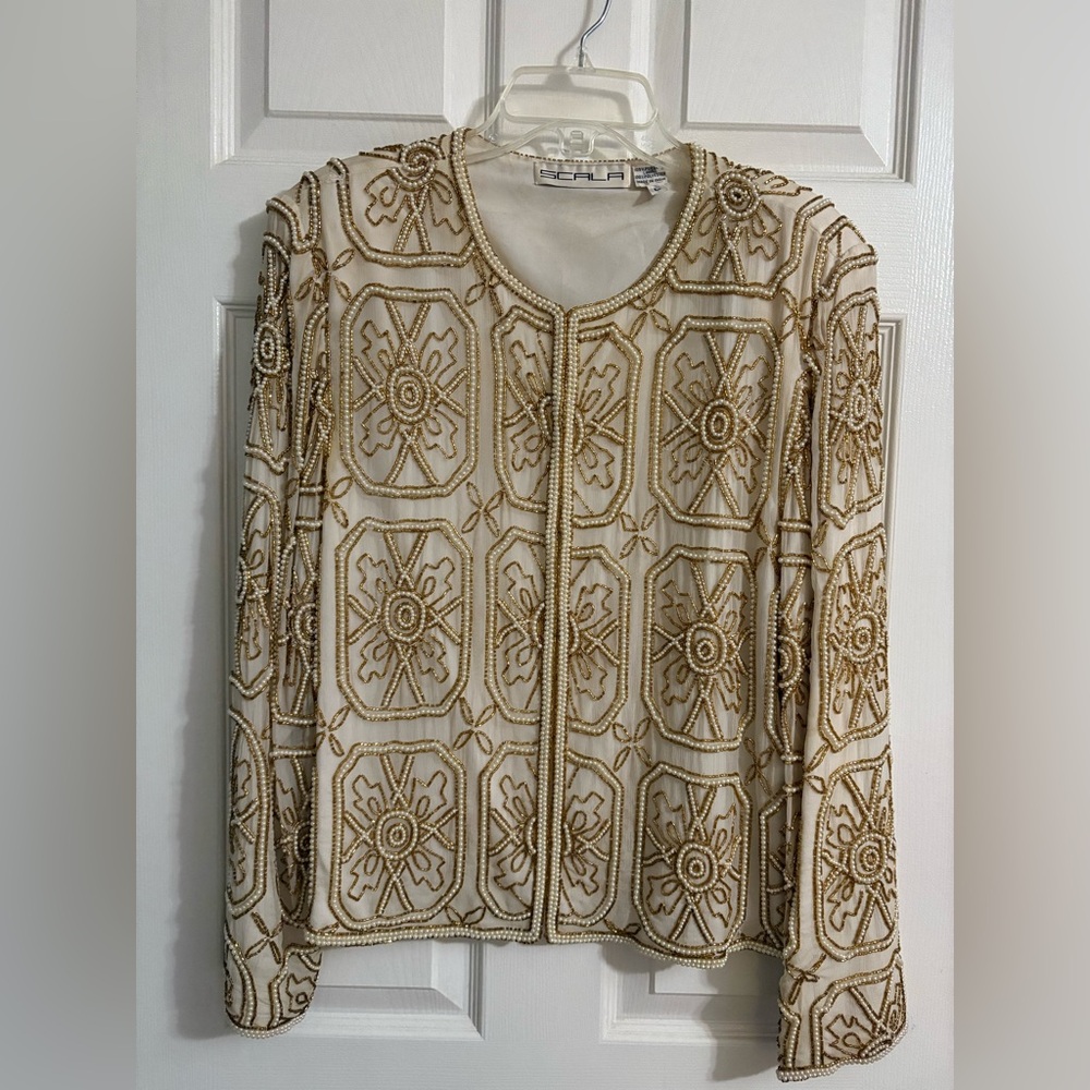 Scalia Silk Evening Jacket Blazer Size Large